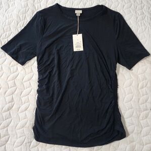 A New Day Black Ruched Short Sleeve T-Shirt